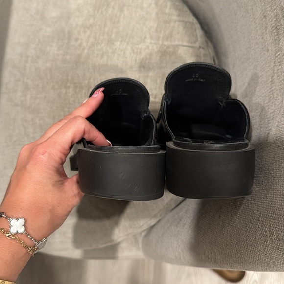 Prada Spazzolato Metal Triangle Logo 40mm Loafer Mules - Picture 8 of 11